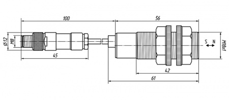 Датчик бесконтактный герконовый DG18MKP-CD-2GNONC-FF-P8.4/0,1-IS