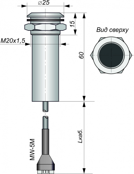 Датчик бесконтактный оптический O92-NO/NC-DCR-MW5M-PG(Текаформ, Lкаб=0,1м)