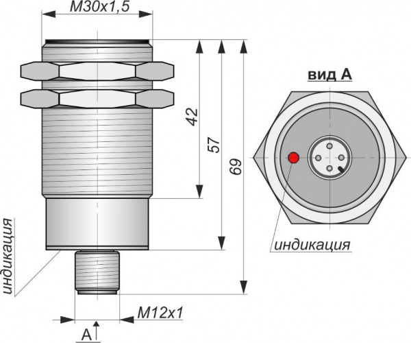 Датчик индуктивный бесконтактный ИВ25-NO-PNP-P-ПГ-BT(12X18H10T)