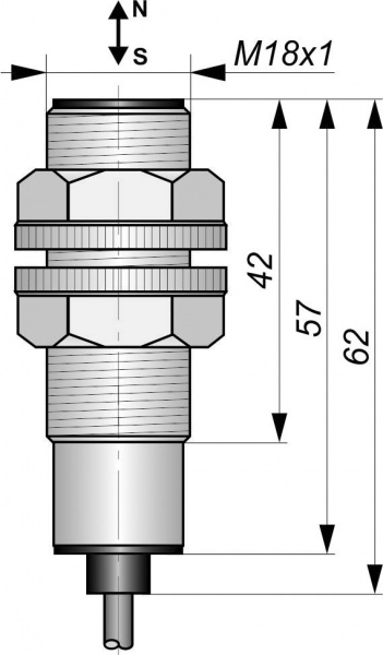 Датчик бесконтактный герконовый DG18MKA-CD-2GNONC-FF-0,5-SS