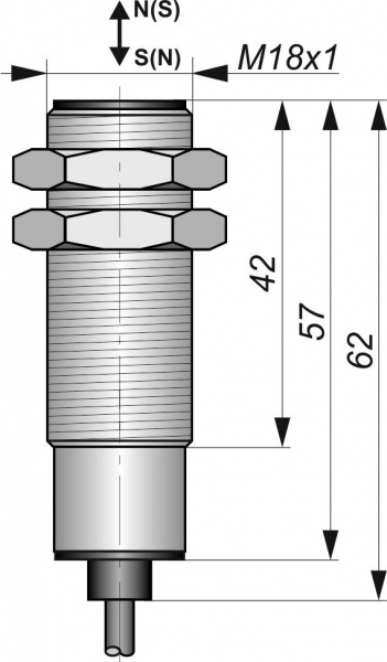 Датчик бесконтактный герконовый DG18MKL-CD-2GNONC-FF-0,5-SS